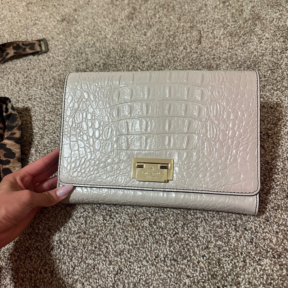 Kate Spade Cream Crocodile-Embossed crossbody